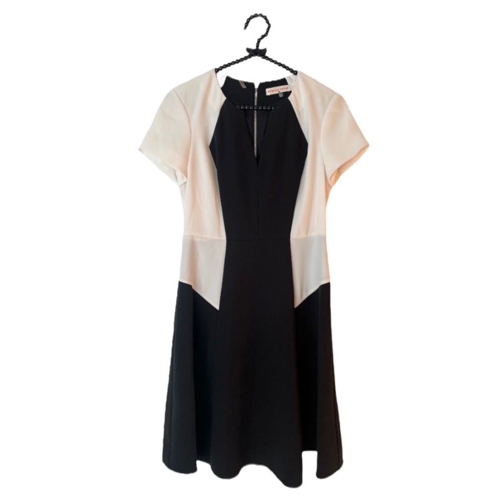 Rebecca Taylor Black/White Colorblock A-Line Dress
